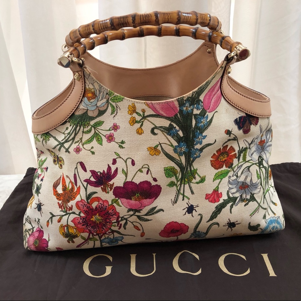 🆕 Gucci Bamboo Floral Handbag 👜